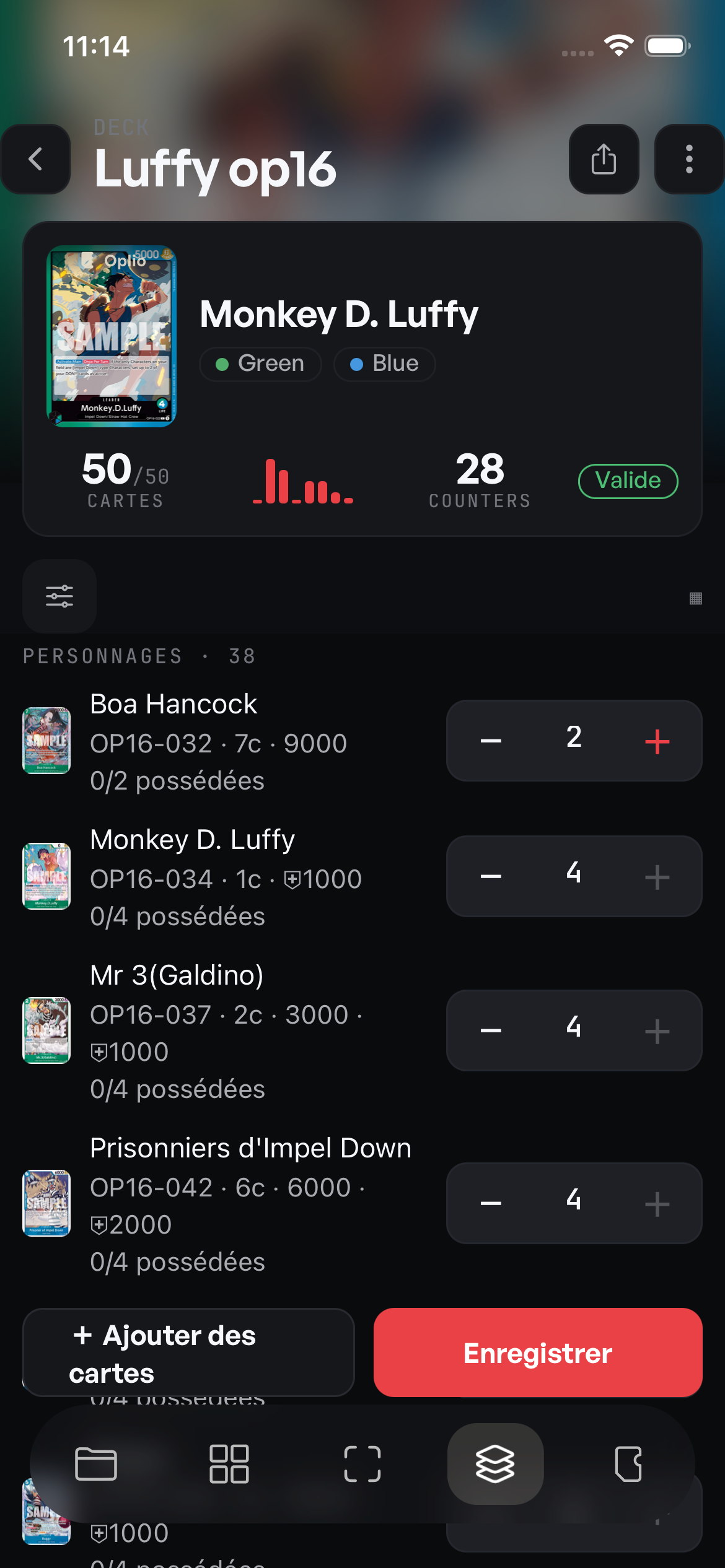 Un deck dans Oplio